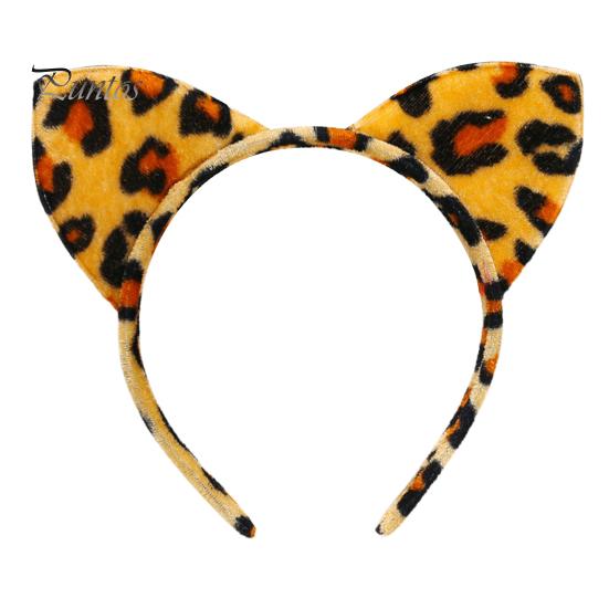 Обруч для волос с леопардовым узором, декор для ушей, повязка на голову для рождественской вечеринки, повязка на голову с изображением животных, тканевый головной убор