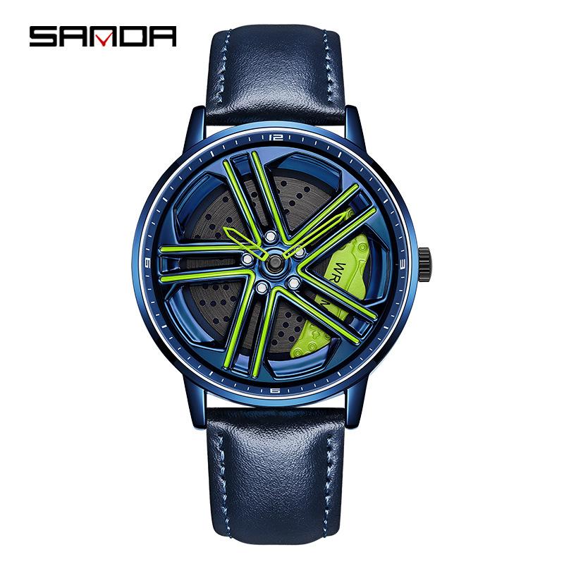 SANDA New Wheel Series Rotating Watch Men's Quartz Watch Fashion Hollow Creative Personality Cool Men's and Women's Watch
