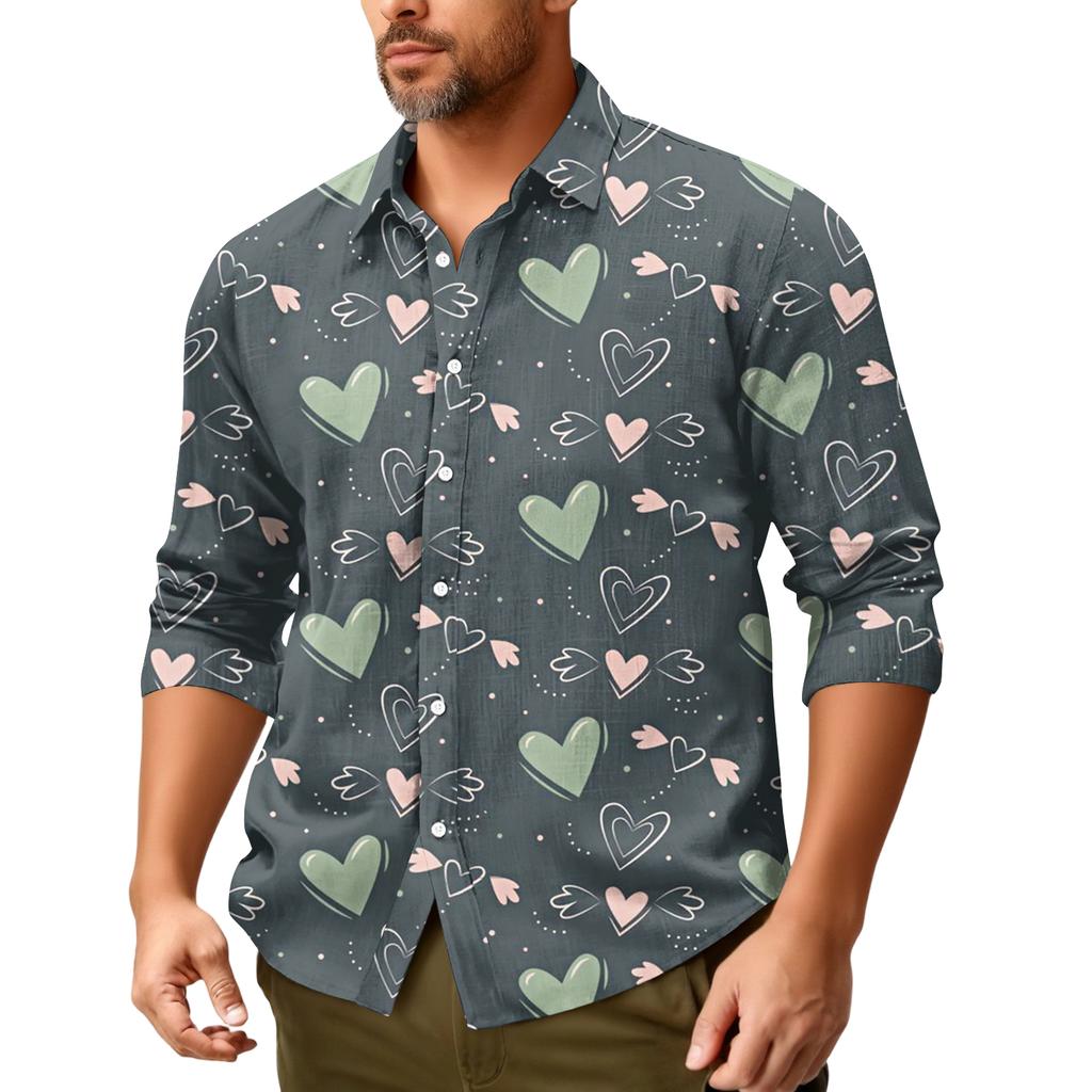 Мужская повседневная свободная рубашка с длинными рукавами, модная рубашка с лацканами, топ