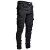 Street Elastic Jeans Men Denim Cargo Pants Wash Pockets Casual Waist Wear Joggers