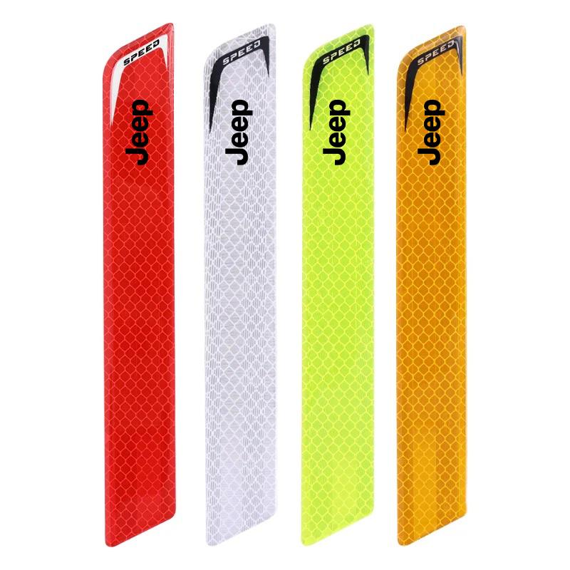 CNC1 2Pcs Car Rear Bumper Reflective Strips Safety Warning Stickers for Jeep Wrangler Grand Cherokee Compass