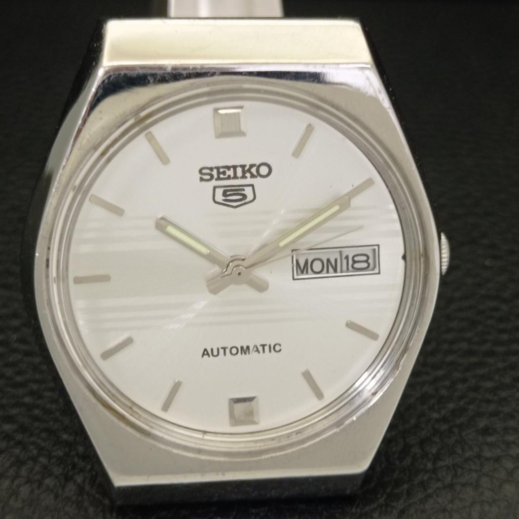 GENUINE VINTAGE SEIKO 5 AUTOMATIC 6309A JAPAN MENS SILVER DIAL WATCH A701655-5 R206c-a701655