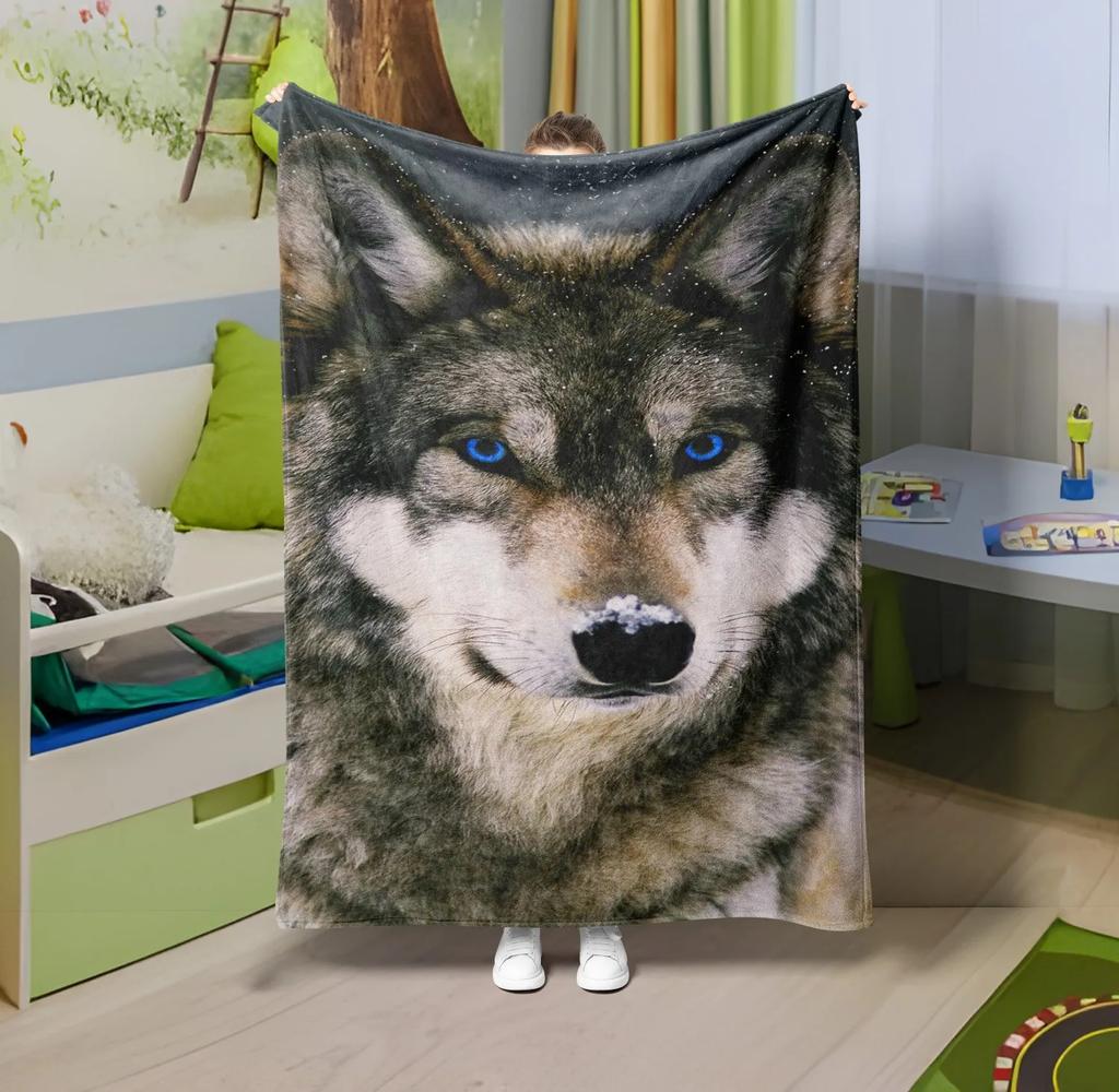 1PC Throw Cute Dinosaur animals theme Flannel Blanket Soft thin Blankets wolfs art for Sofa Bed Car Camp wild animals theme gift