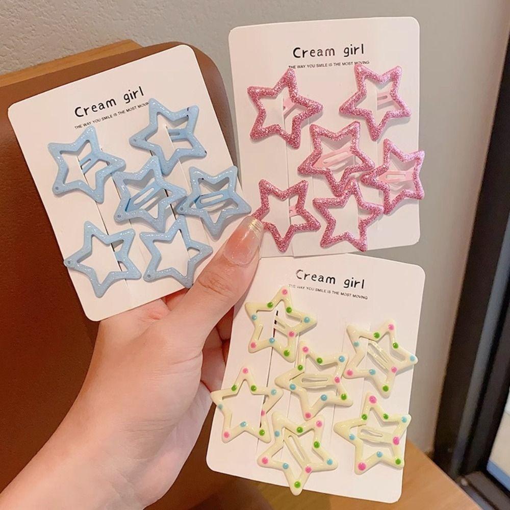 6 шт./набор Милые цвета Детские заколки для волос для девочек Блестящие звезды Женские заколки для волос Новые Детские Сладкие заколки