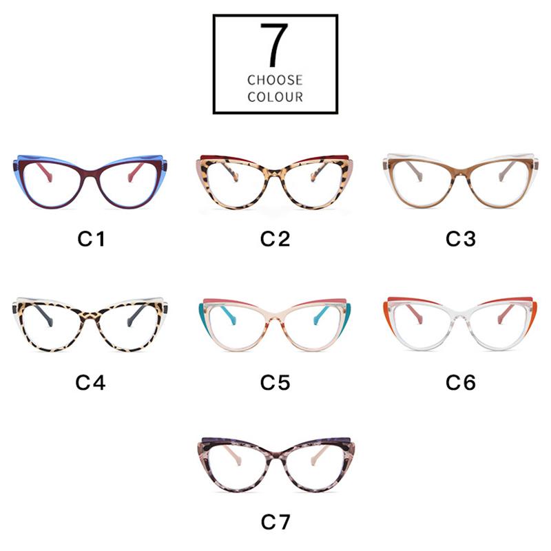 Retro TR90 Double Color Cat Eye Women Glasses Frame Fashion Pink Clear Anti-Blue Light Optical Men Eyewear Frame