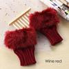 Warm Sheep Wool Knitted Faux Rabbit Fur Couples Fingerless Mittens Wrist Gloves Exposed Finger