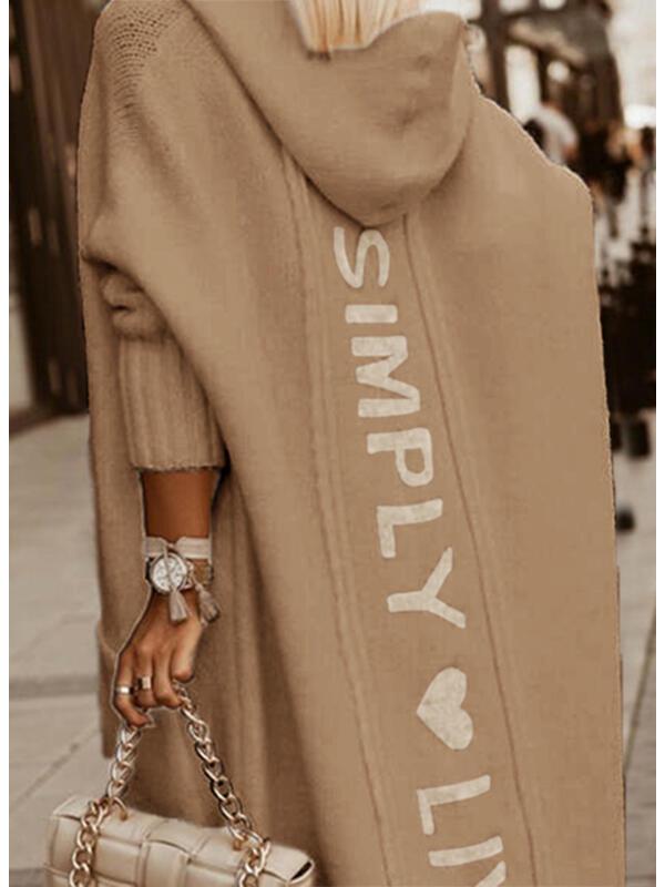 Доступный кардиган средней длины свободного кроя с капюшоном