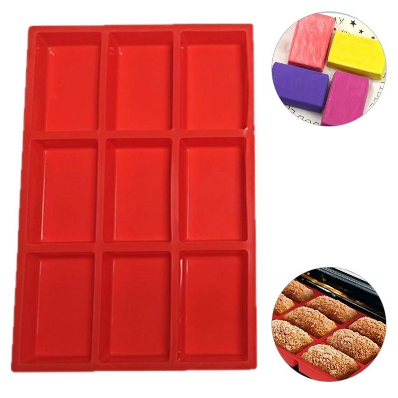 9 Cavity Rectangular Silicone Cake Molds for Baking Enthusiasts Space Saving Design Easy Releases Perfect Dessert