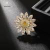 Элегантная медная брошь с цирконом в виде ромашки-снежинки - булавка для рубашки в японском стиле и украшение для корсажа