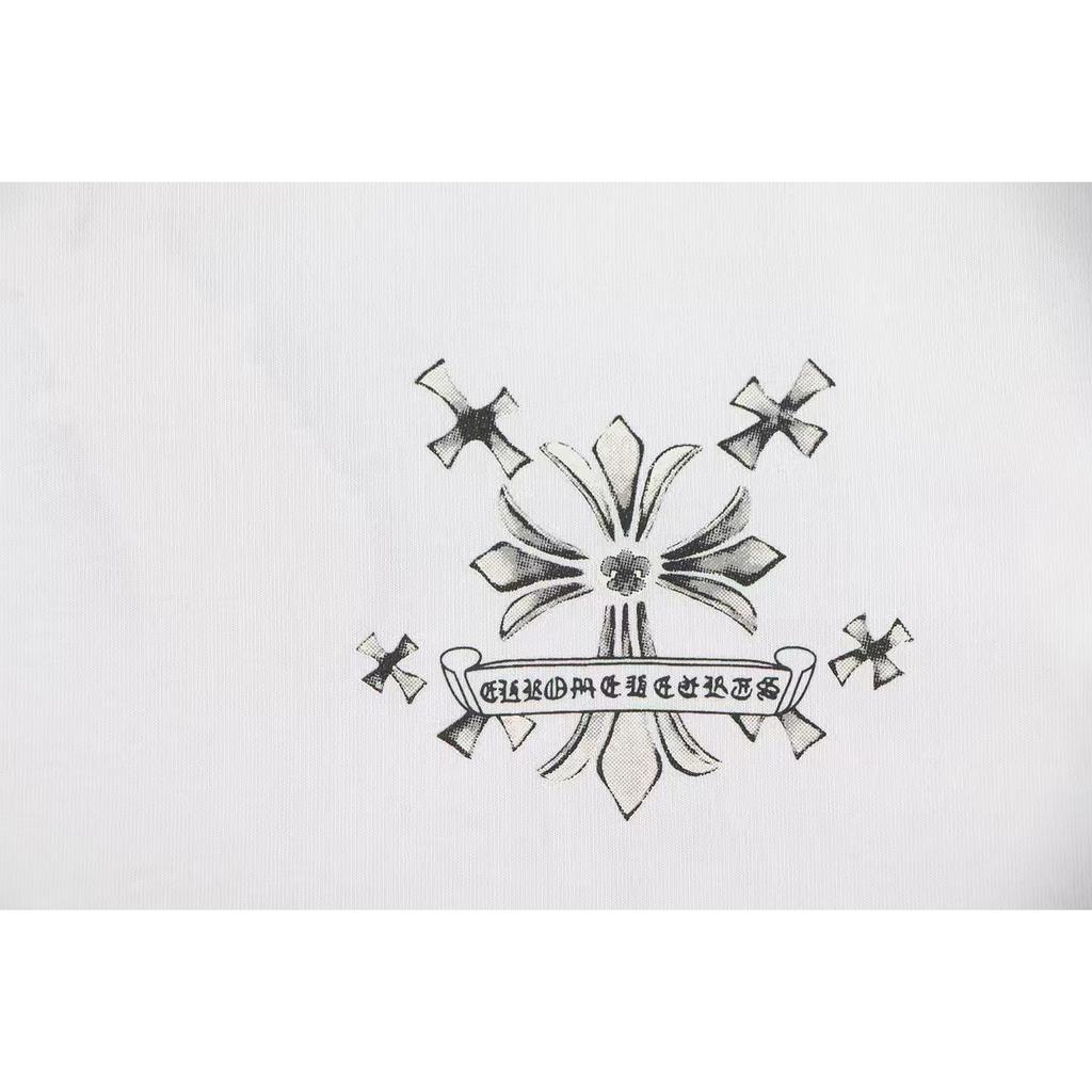W370 CHROME HEARTS 2026 Лето Новая Высококачественная Хлопковая Круглый Вырез Свободная Большого Размера Мужская и Женская Футболка Футболка для Пары