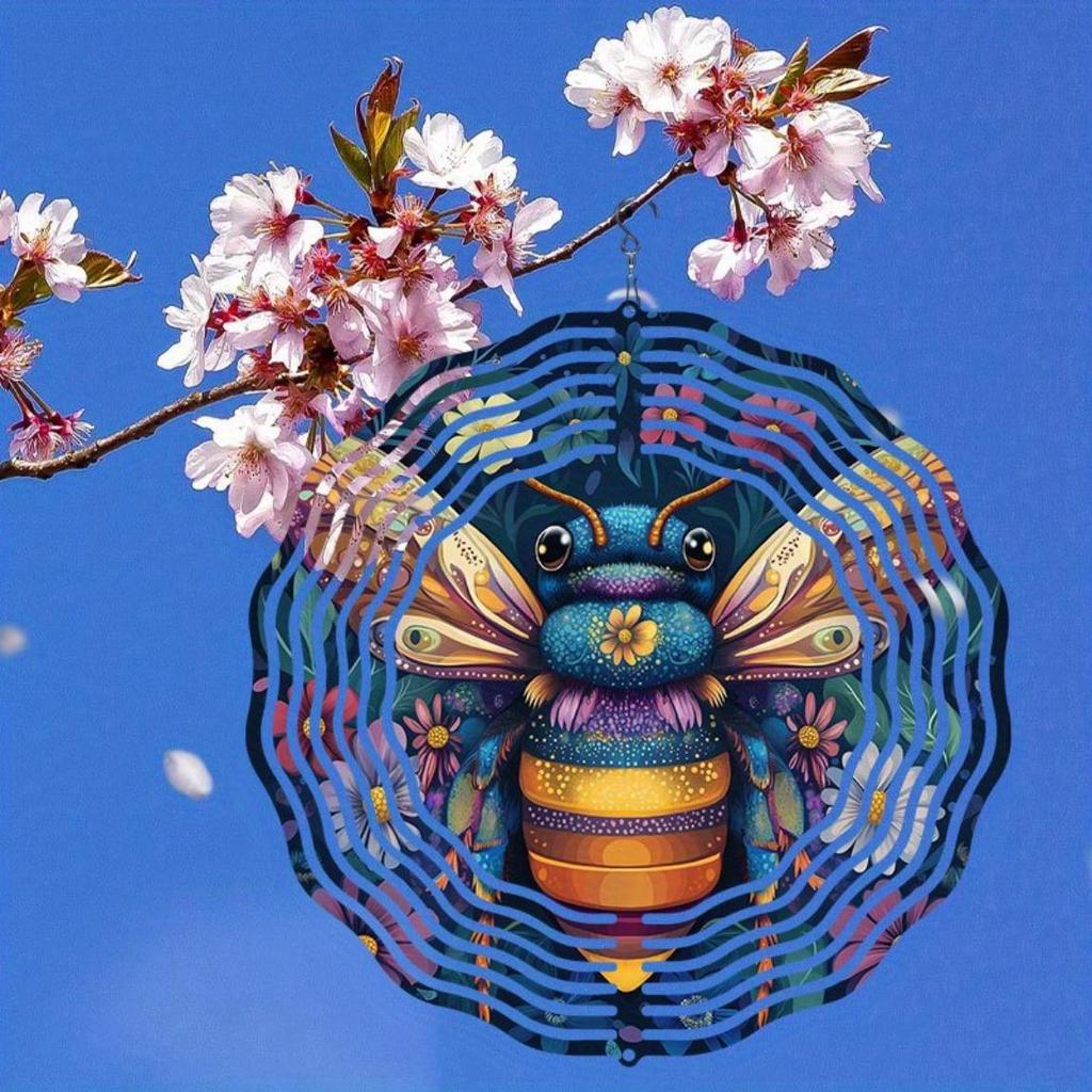 Металлический ветряной спиннер, уличный декор с красочными пчелами и цветами, вращающийся на 360 градусов крючок для сада, двора, балкона, Хэллоуина, Рождества, Дня благодарения