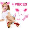 Halloween Costume Kit for Adults Kids Pig Ears Nose Tail Pink Pig Fancy Dress Headband Bow Tie