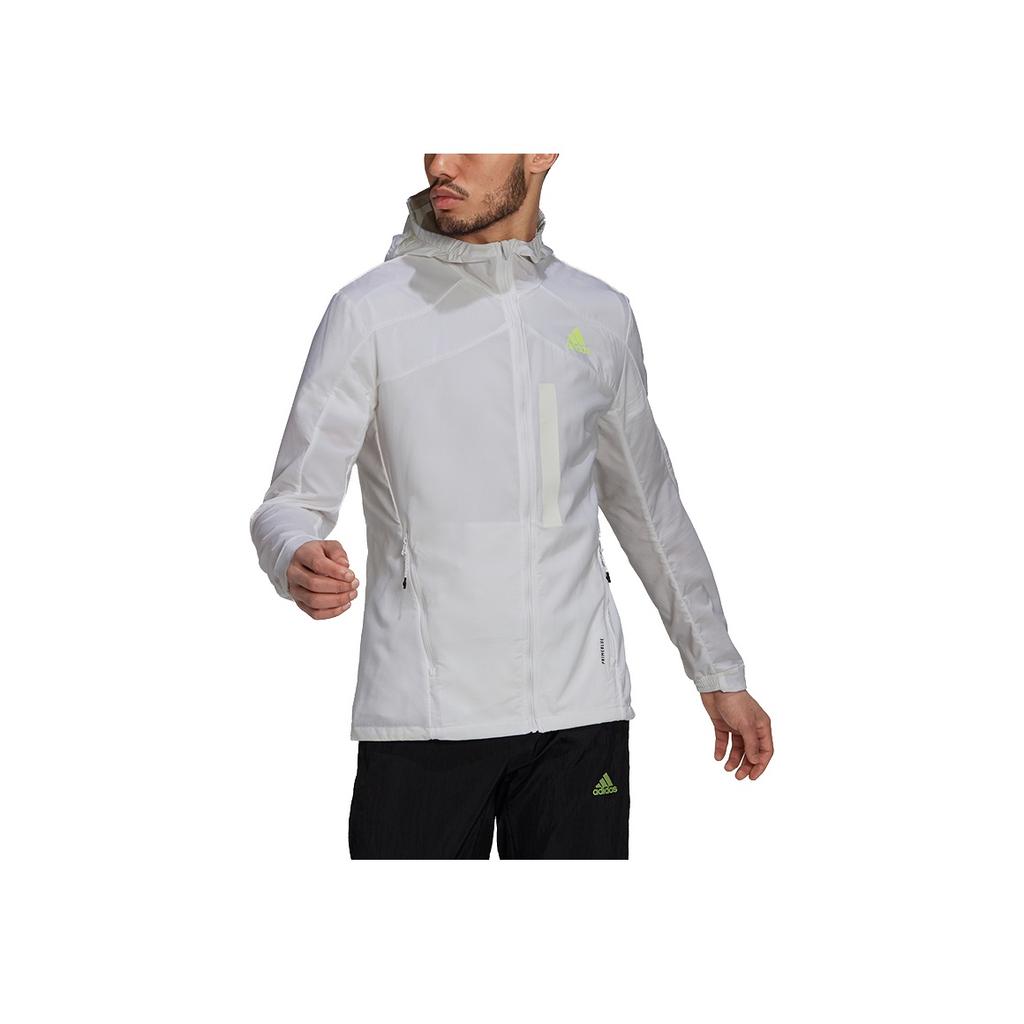 Adidas Marathon Running Hooded Jacket Men Outerwear White HA0251
