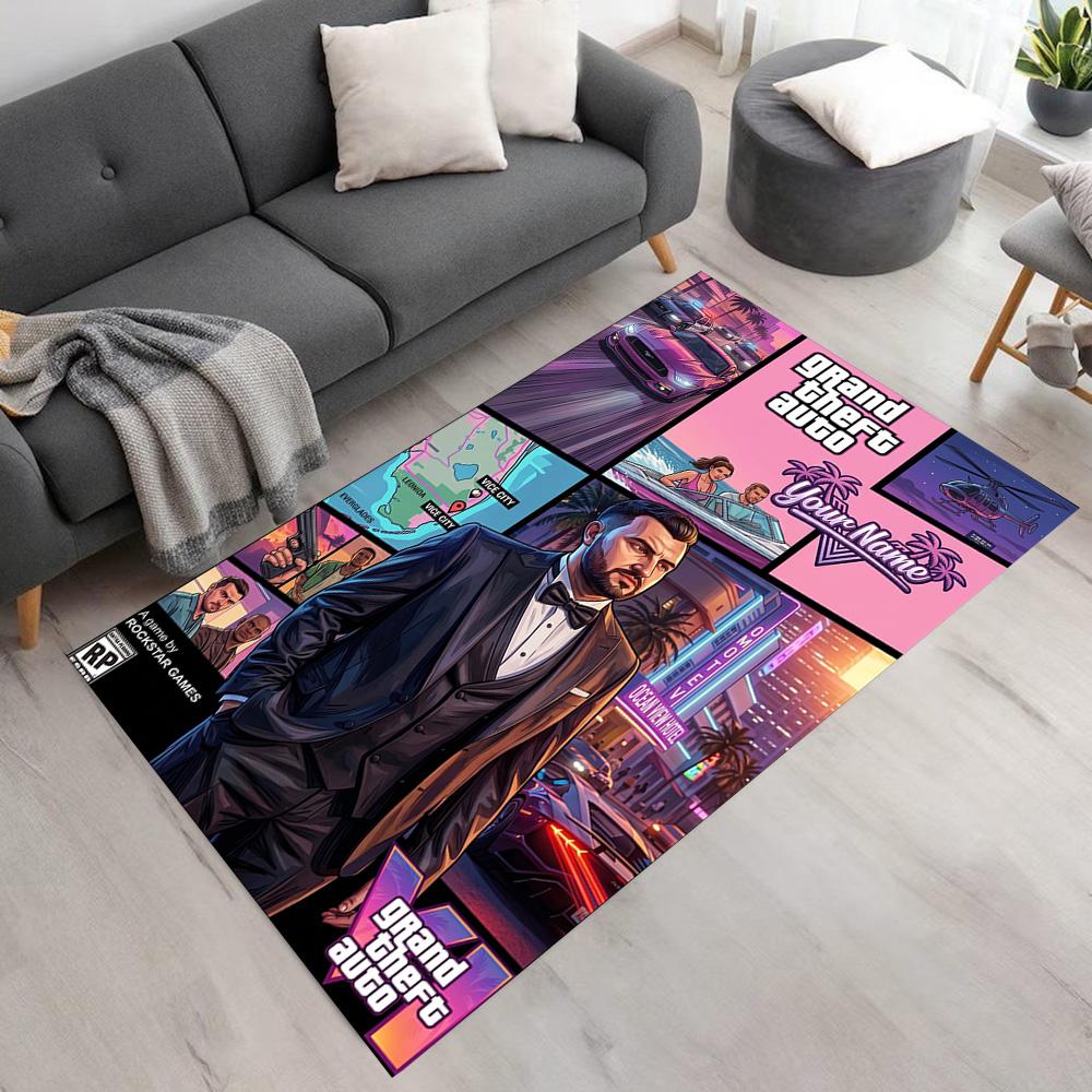 Grand Theft Auto Customizable Name Area Rug Suitable for Kitchen Game Room Entryway Playrooms Antislip Carpet Office home decor Wedding Party Gift