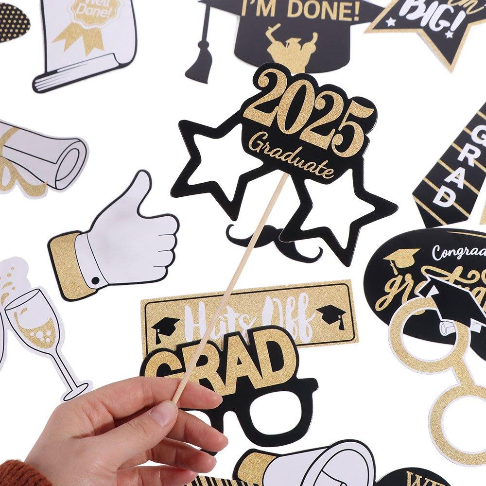 25 шт. черно-золотистый реквизит для выпускного фотосессии 2025 года костюмированные маски сувениры для вечеринки