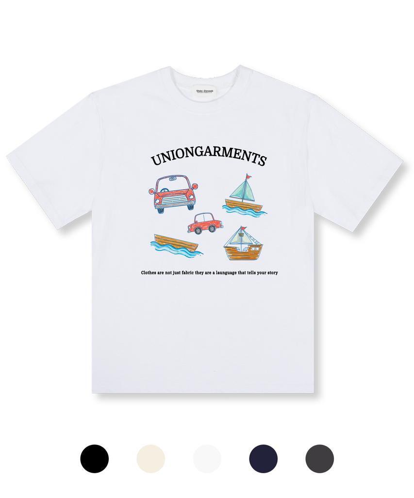 UNION GARMENTS Футболка оверсайз с коротким рукавом Carship Sketch 5 цветов