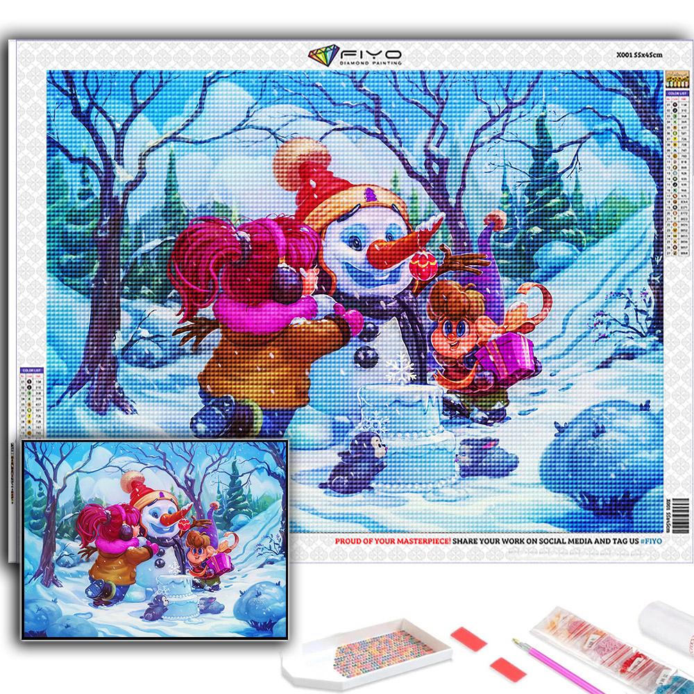 Алмазная картина Рождественская елка Санта-Снеговик Вышивка крестом Стразы Домашний декор