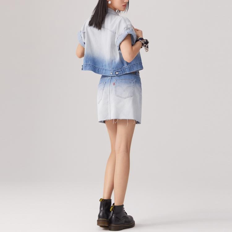 Levis Cool Series Свободный Градиент Комфортное Поло Короткий Рукав Джинсовая Куртка Женские куртки Светло-Голубой 002YZ-0001