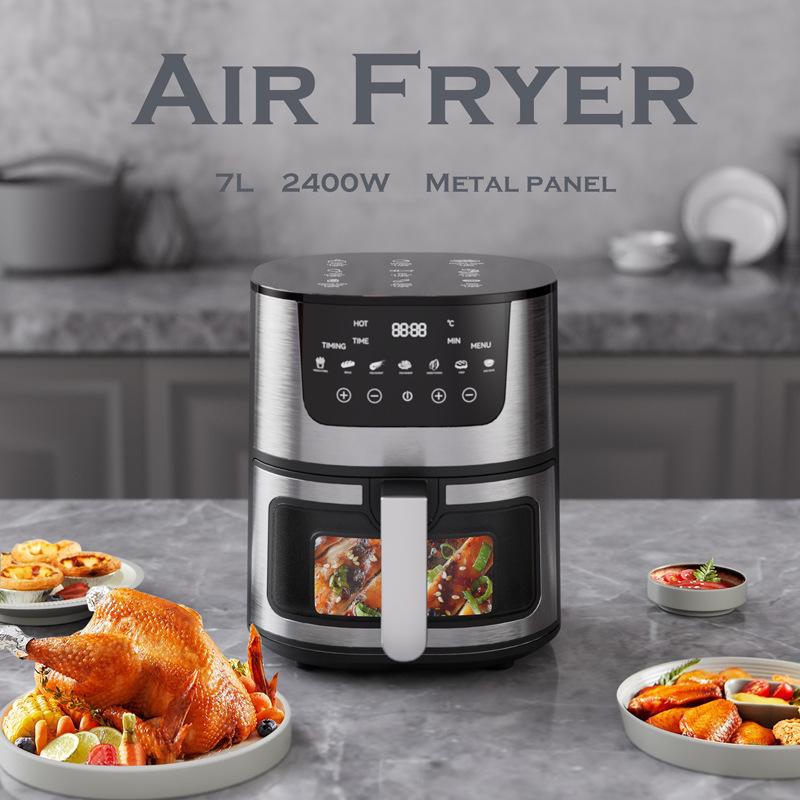 Cross-Border 7L Air Fryer: Oil-Free, Low-Fat, Touchscreen, All-in-One Oven with Visible Window.