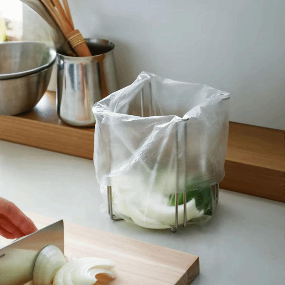 Stainless Steel Steel Trash Bag Support Foldable Sink Garbage Organizer Garbage Management