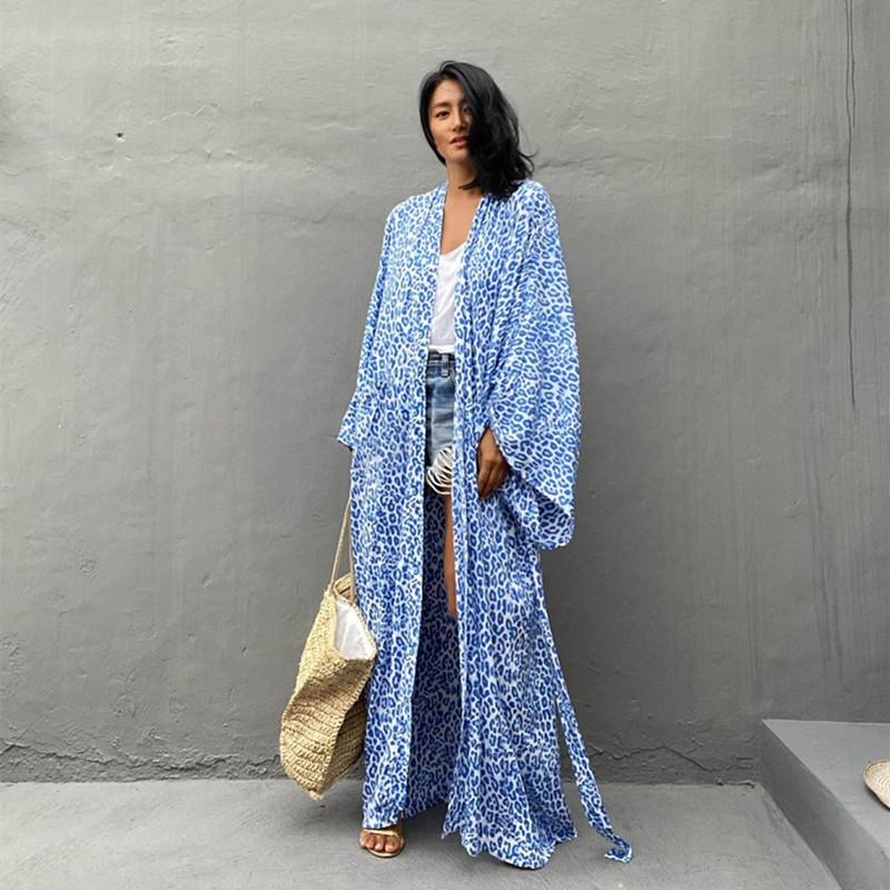 2022 модный купальник с геометрическим принтом, хлопковое кимоно с длинным рукавом и поясом, повседневное женское пляжное платье Q1340ear, купальный костюм, накидка