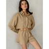 Fashion Women's Suit Cotton and Linen Long Sleeves Short Top Fashion Shorts 2025 Summer