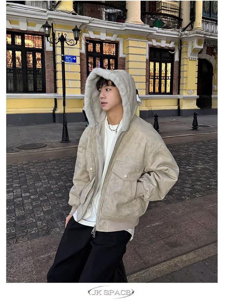 Zuo Shan Diao Men's Plus Velvet Thickened Washed Cotton Canvas Jacket - Picture Color, In Stock