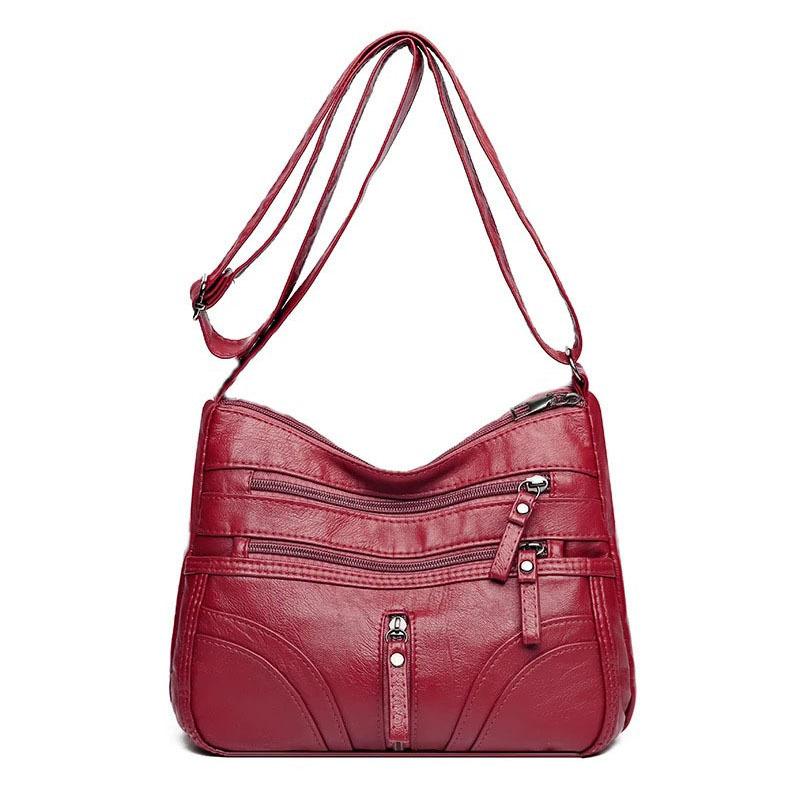 Женская сумка с несколькими карманами, большая вместительная маленькая квадратная сумка из искусственной кожи, сумка через плечо для матери среднего возраста, сумка через плечо