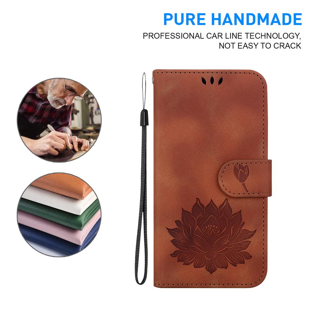 For Oppo Reno12 5G (Global) Wallet Case Lotus Imprint Leather Stand Phone Cover