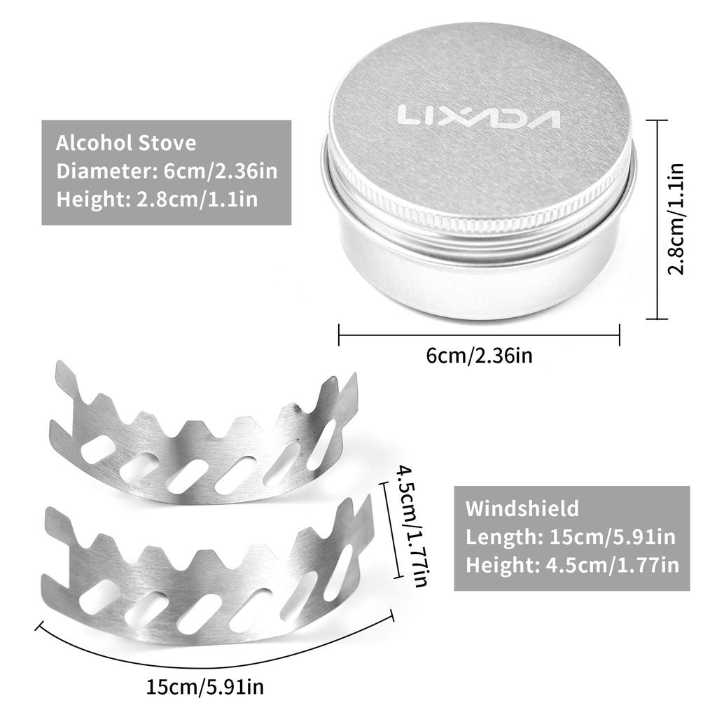 Мини-горелка для бэкпакинга 40 мл Алюминиевая спиртовая горелка с маленьким ветрозащитным экраном из нержавеющей стали Портативная походная плита для