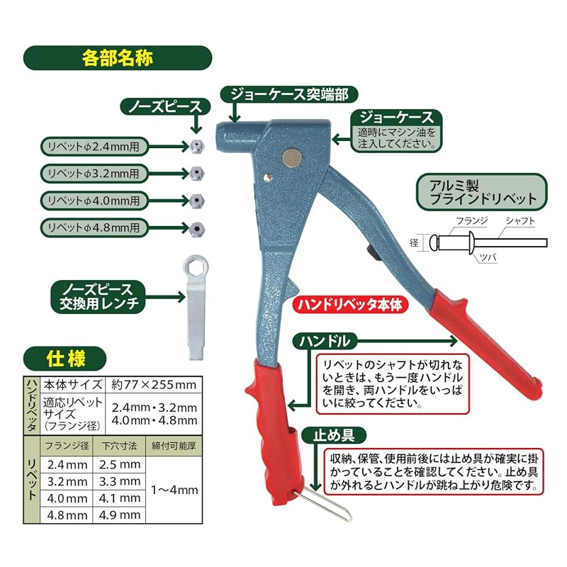 Набор ручного заклепочника Niigata Seiki SK SR-1S