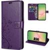 Case for Samsung Galaxy A56 5G - BOOLING - Shockproof Synthetic Leather Dark Purple Butterfly Pattern