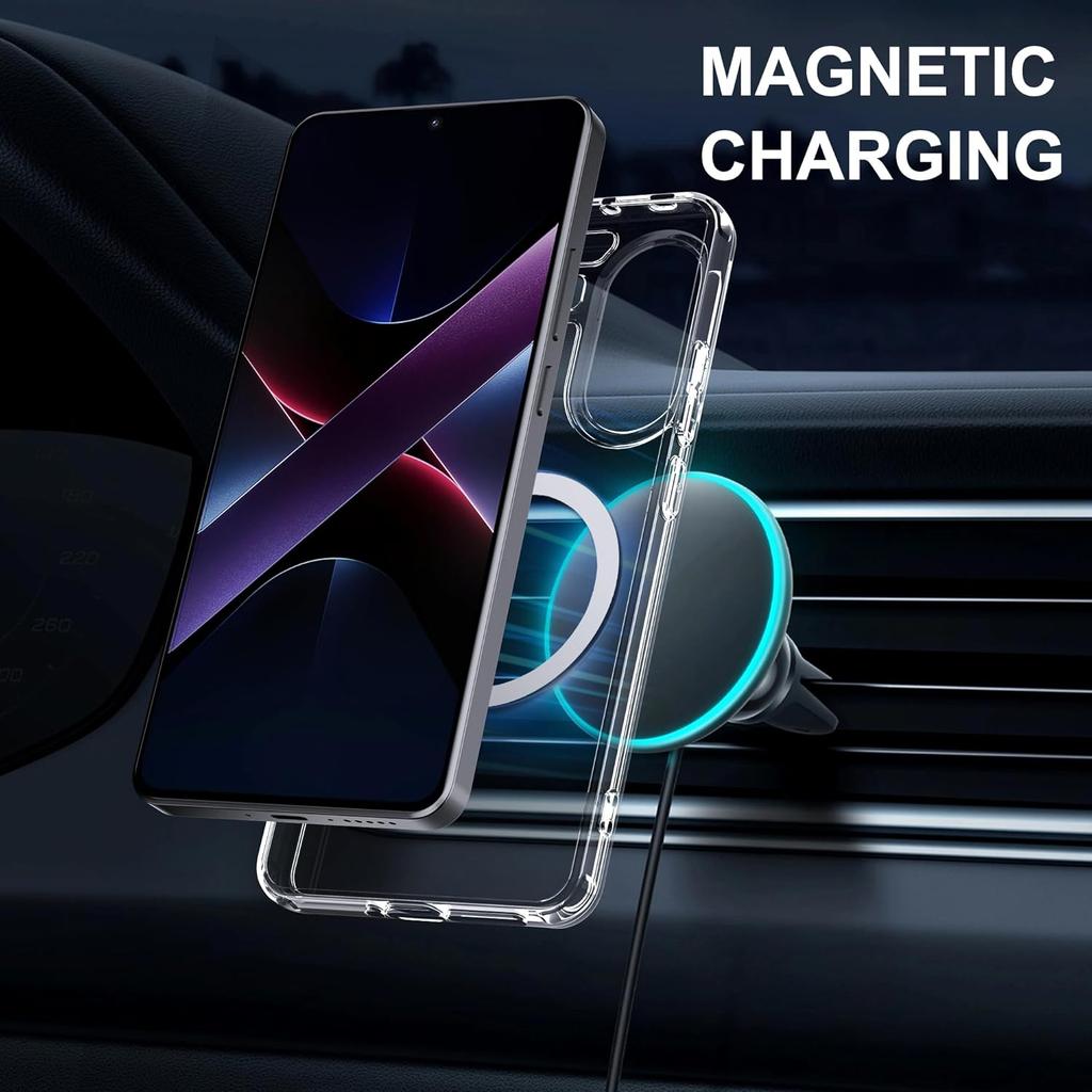 Shockproof Wireless Charging Strong Magnetic Case For Xiaomi Poco X7 Pro PocoX7Pro G Clear Back Cover Phone Case