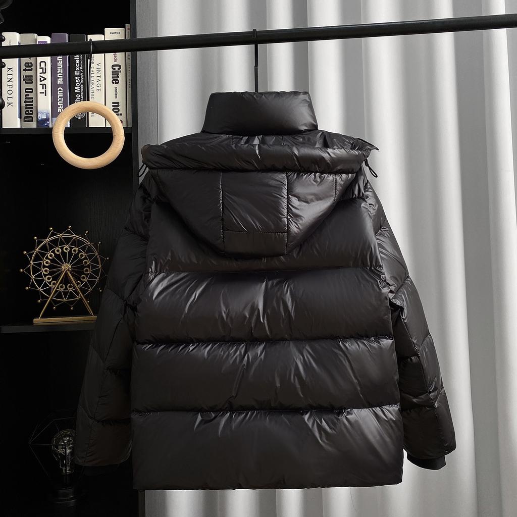 Новое модное тонкое и утолщенное теплое пышное короткое зимнее пальто с капюшоном черного, золотого и белого гусиного пуха, женское пальто