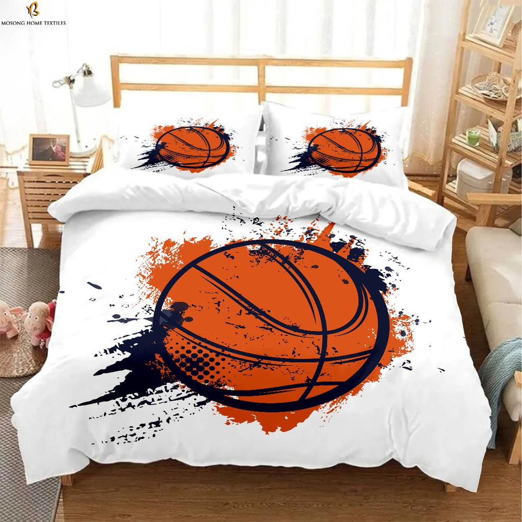 Sports Basketball 3d Printing Quilt Cover 100% Polyester Bedding Set Duvet Cover Pillowcase Three-Piece Set