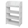Wood-plastic Board Four Tiers Carved Shoe Rack White A Living Room Furniture