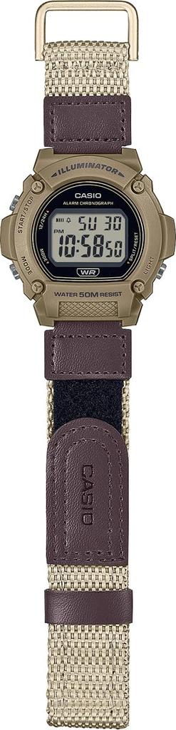 Casio Стандартные цифровые часы бежевого цвета с застежкой-липучкой, модель Overseas [Casio] W-219HB-5AV мужские [Товар]