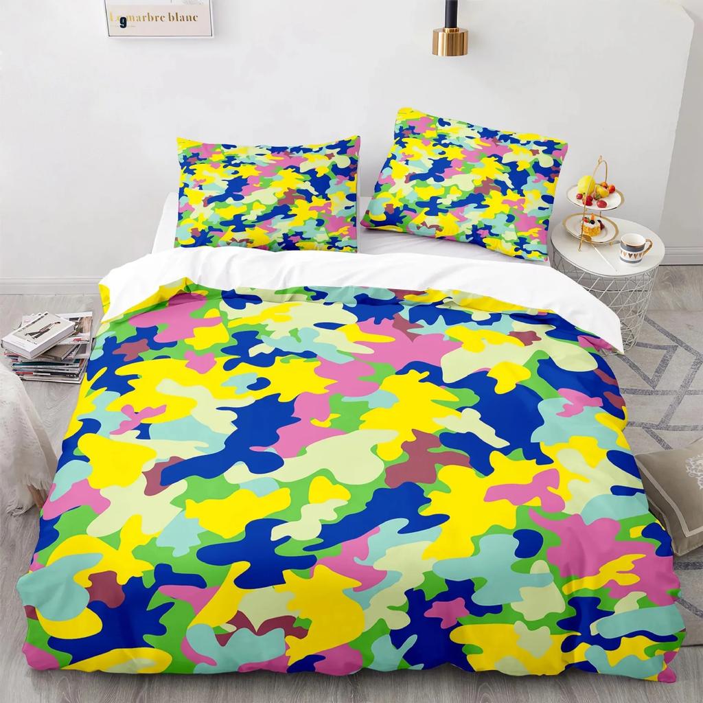 Camouflage 3D Comfortable Duvet Quilt Cover Pillowcase Bedding Set Children Bedroom Decoration Home Textile