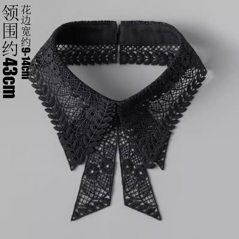 Vintage Embroidery Fake Collar For Women White Lace Hollow False Detachable Collar Lapel Shirt Tie Necklace Clothes Accessory