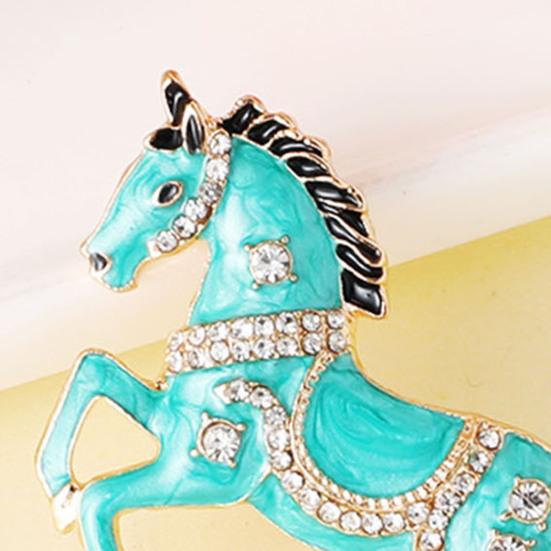 Enamel Horse Brooch Rhinestones Inlaid Horse Lapel Pin Retro Horse Brooch Pin Men Women Outfit Accessory for Clothes Hats Bags Scarves