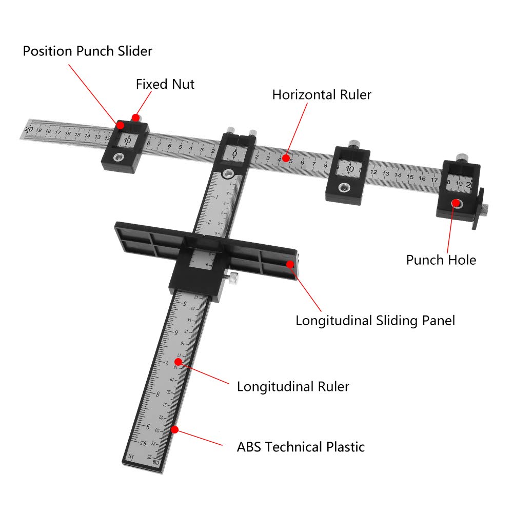 Woodworking Ruler Gauge Scoya T Hole Ruler Marking Steel Ruler Ultra Precision T Rule for Positioning and Marking Fixed Ruler DIY Woodworking