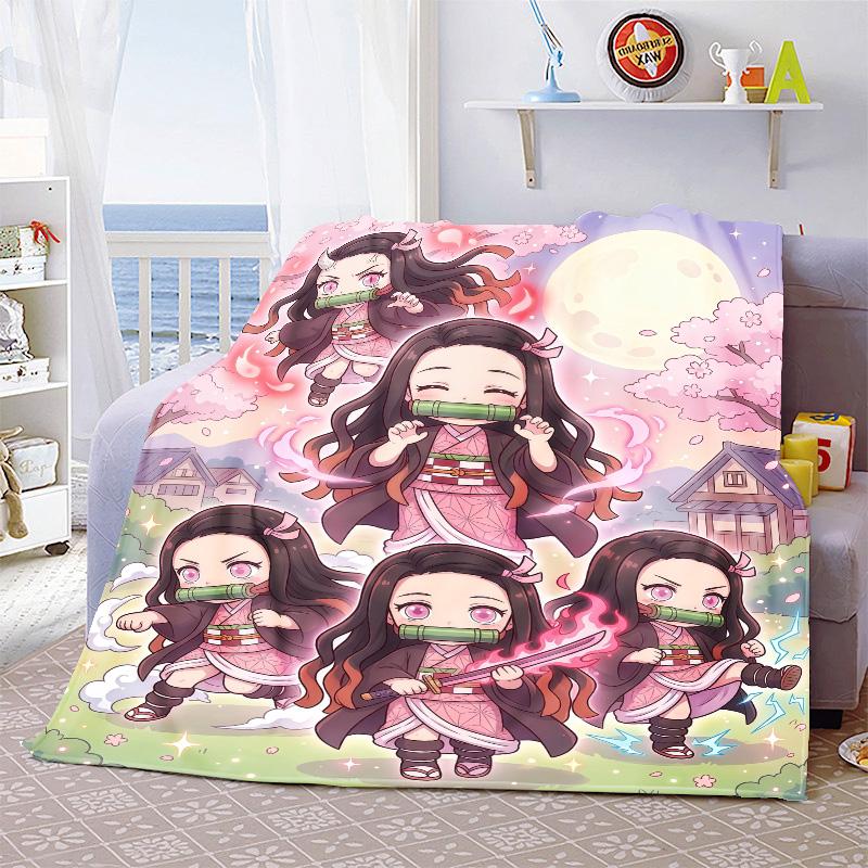 Nezuko Kamado Soft Warm Flannel Blanket Throw Cozy Lightweight Blanket for Bed Sofa Home Decor -QJY