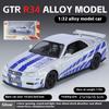 Модель легкосплавного автомобиля Nissan GTR-R34 в масштабе 1/32, светящиеся колеса и звуки двигателя, детская коллекционная гоночная игрушка, развлечение для фанатов гонок