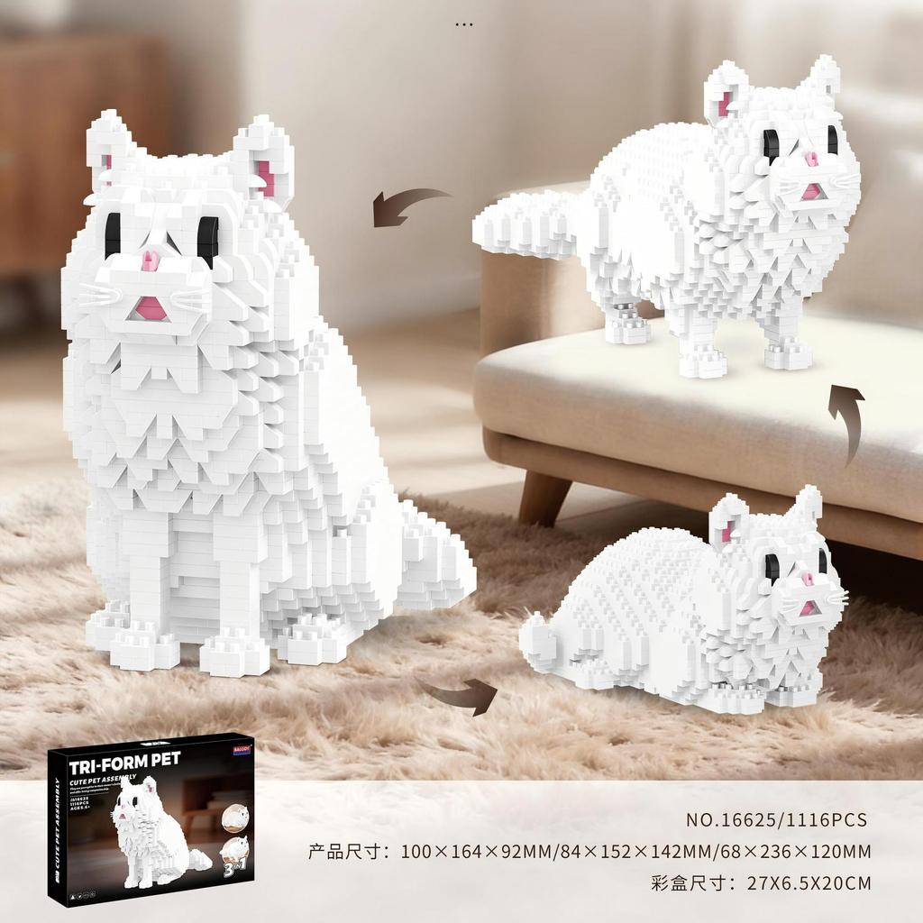 Lifelike Pet Sculpture DIY Brick Craft Set Cat Dog Multi Posture Living Room Table Decor Unique Handcraft Gift For Animal Fans