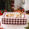 Soft tartan dog bed anti-anxiety cozy calming bed