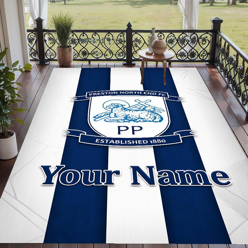Custom Text Printed Rug Preston North End Non Slip Floor Carpet For Home Room Decor