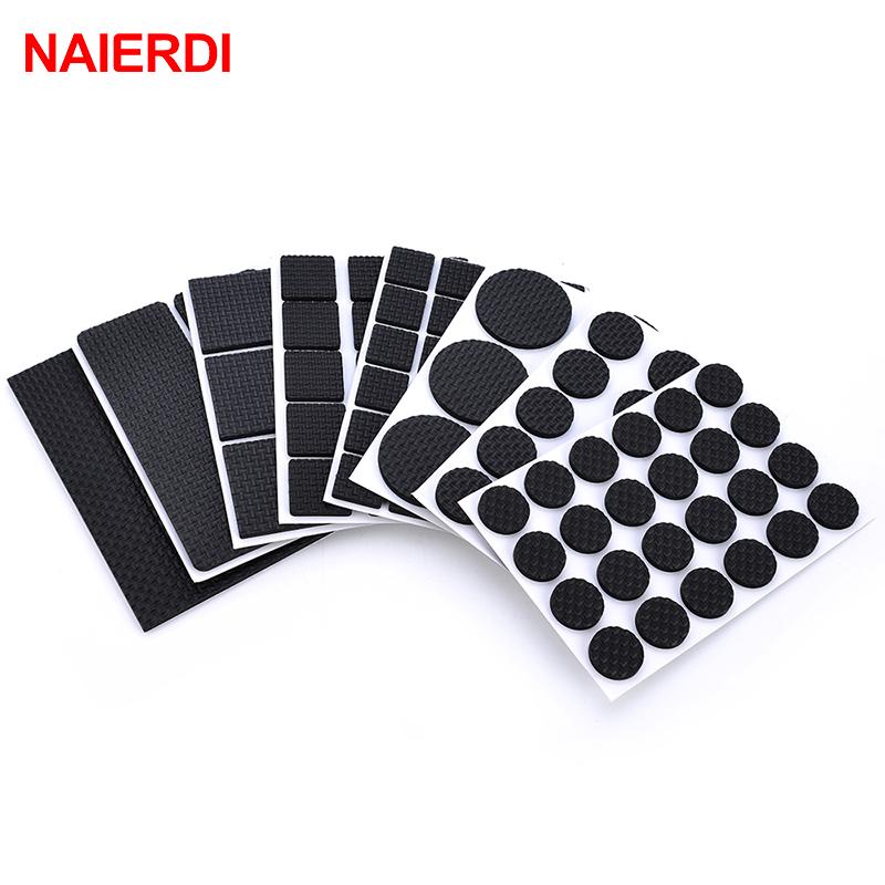 Rubber Pads For Chair Legs 1-24pcs Anti Slip Mat Bumper Damper Non-Slip Round Square Self Adhesive Table Feet Protector Hardware