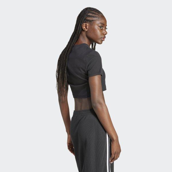 Женская футболка S Essential Lip Tea Adidas Original Crop Tee черного цвета