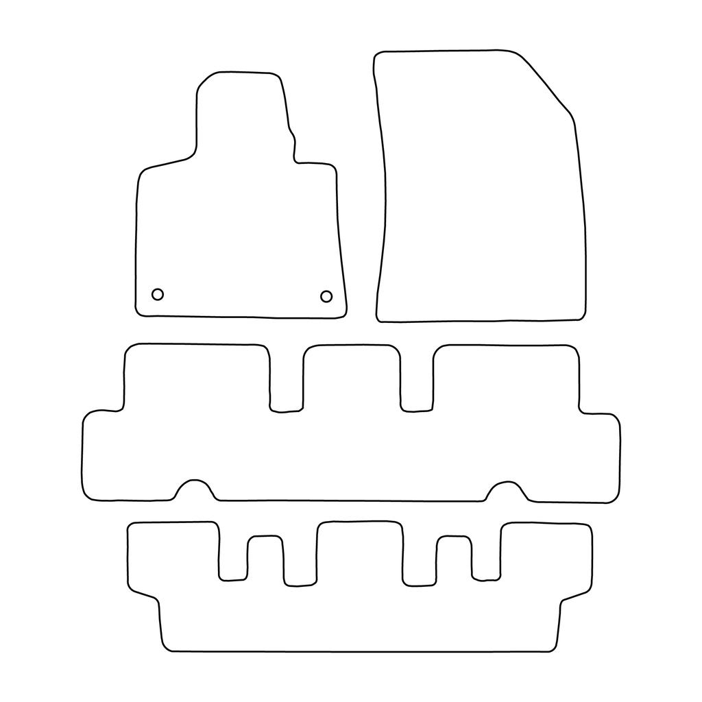 [BLM]CT015;7 czerwone - Komplet dywaników welurowych pasujących do Citroen C4 Picasso II SpaceTourer 7-seat 2013-2019 - obszycie czerwone