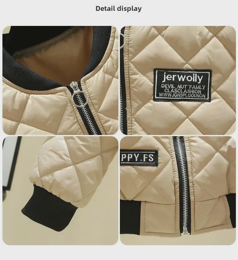 Женская бейсбольная куртка большого размера из легкого хлопка - зимнее облегающее утепленное короткое пальто 2023 года